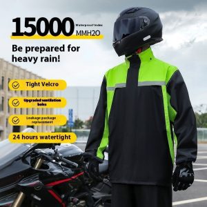 Men's Minimalist Color Blocked Split Motorcycle Raincoat